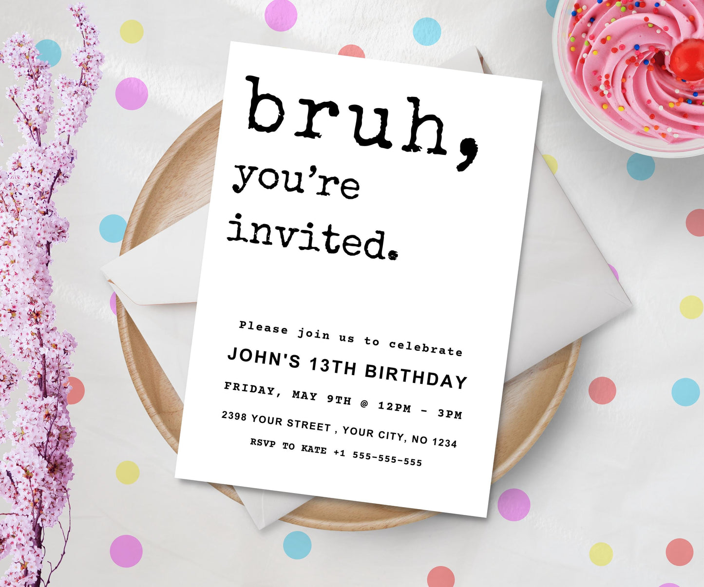 Bruh Boy Birthday Editable Invitation Template, Bro Bruh Party Printable Digital Invitation, Instant Download