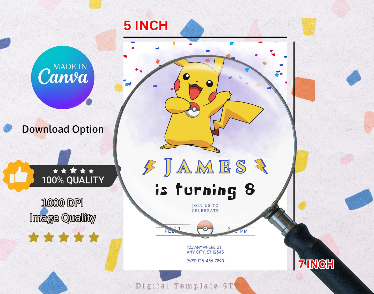 Editable Pokemon Birthday Invitation | Pokemon Pikachu Birthday Party Template | Digital Pokemone Birthday Invite