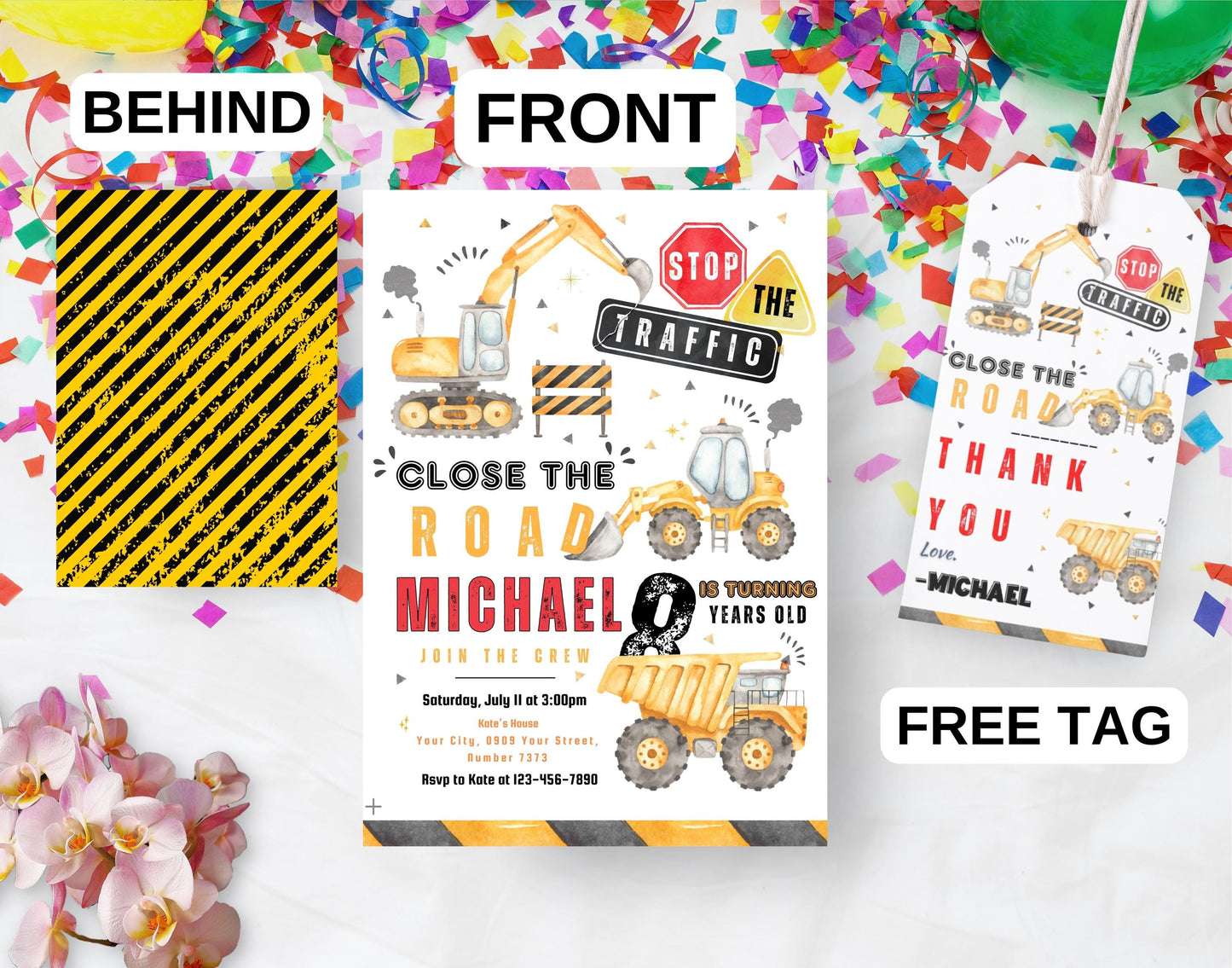 Editable Construction Invitation, Construction Birthday Invitations, Dump Truck Party Invite, Printable template Digital Instant download