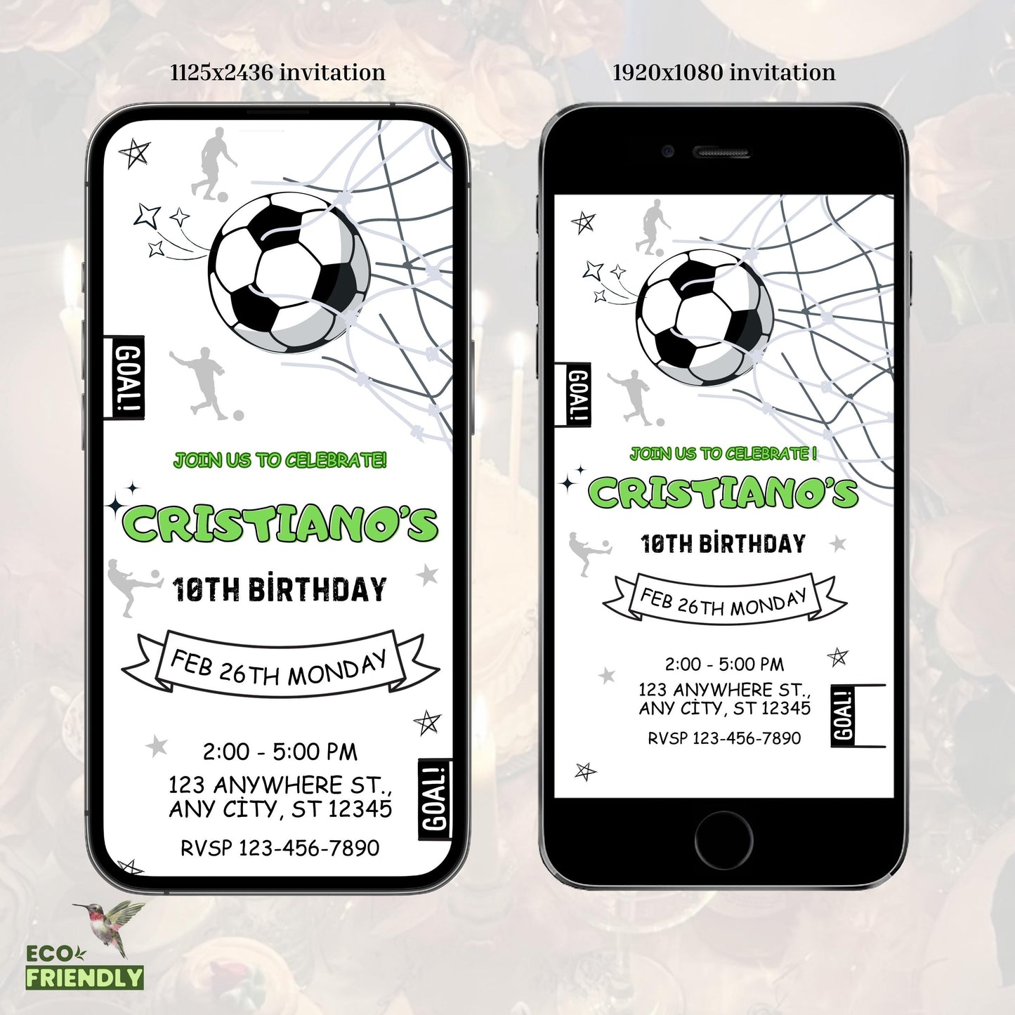 Soccer Invitation Template, Digital Football Birthday Party Invitation, Editable Soccer Birthday, Electronic Kids Phone Birthday Invite