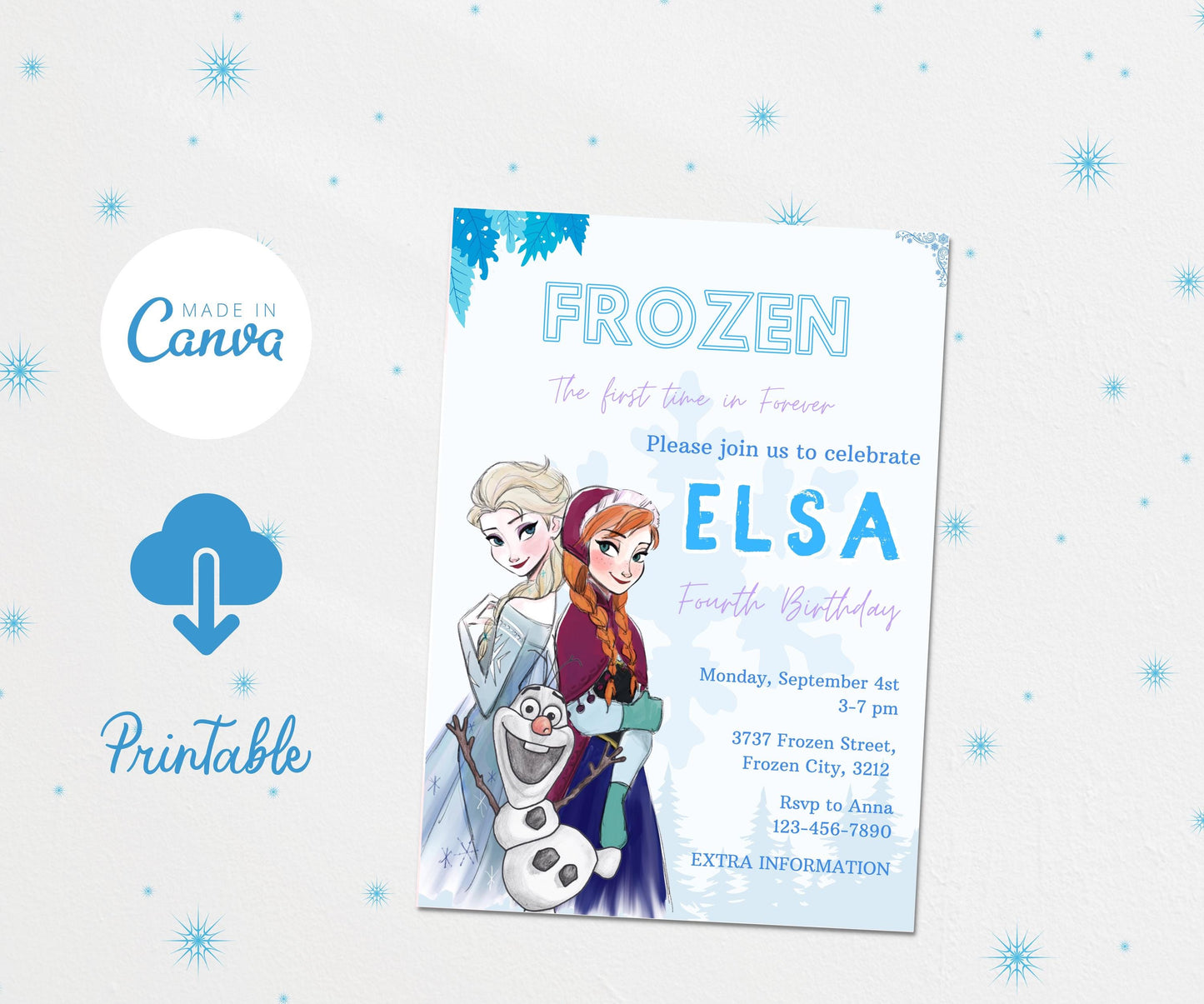 Frozen Elsa Birthday Invitation | Princess Elsa Anna Invitation | Anna Birthday Elsa Party Invite Girl Frozen | the first time in forever