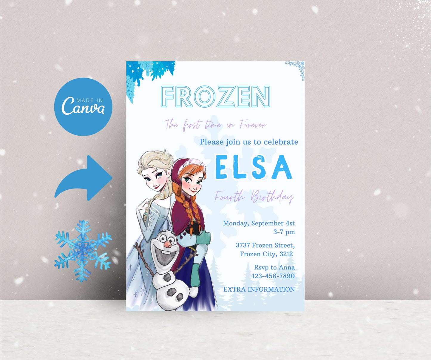 Frozen Elsa Birthday Invitation | Princess Elsa Anna Invitation | Anna Birthday Elsa Party Invite Girl Frozen | the first time in forever