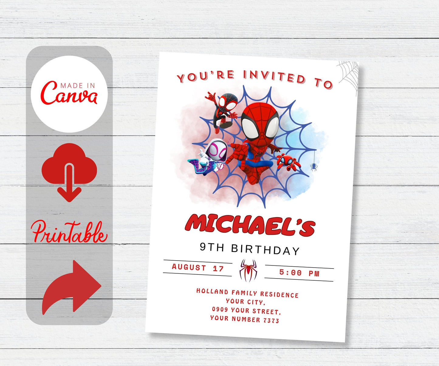 Editable Spidey And His Amazing Friends Birthday Invitation | Template Printable Party Invitations | Digital Kids Invite | Instant Download