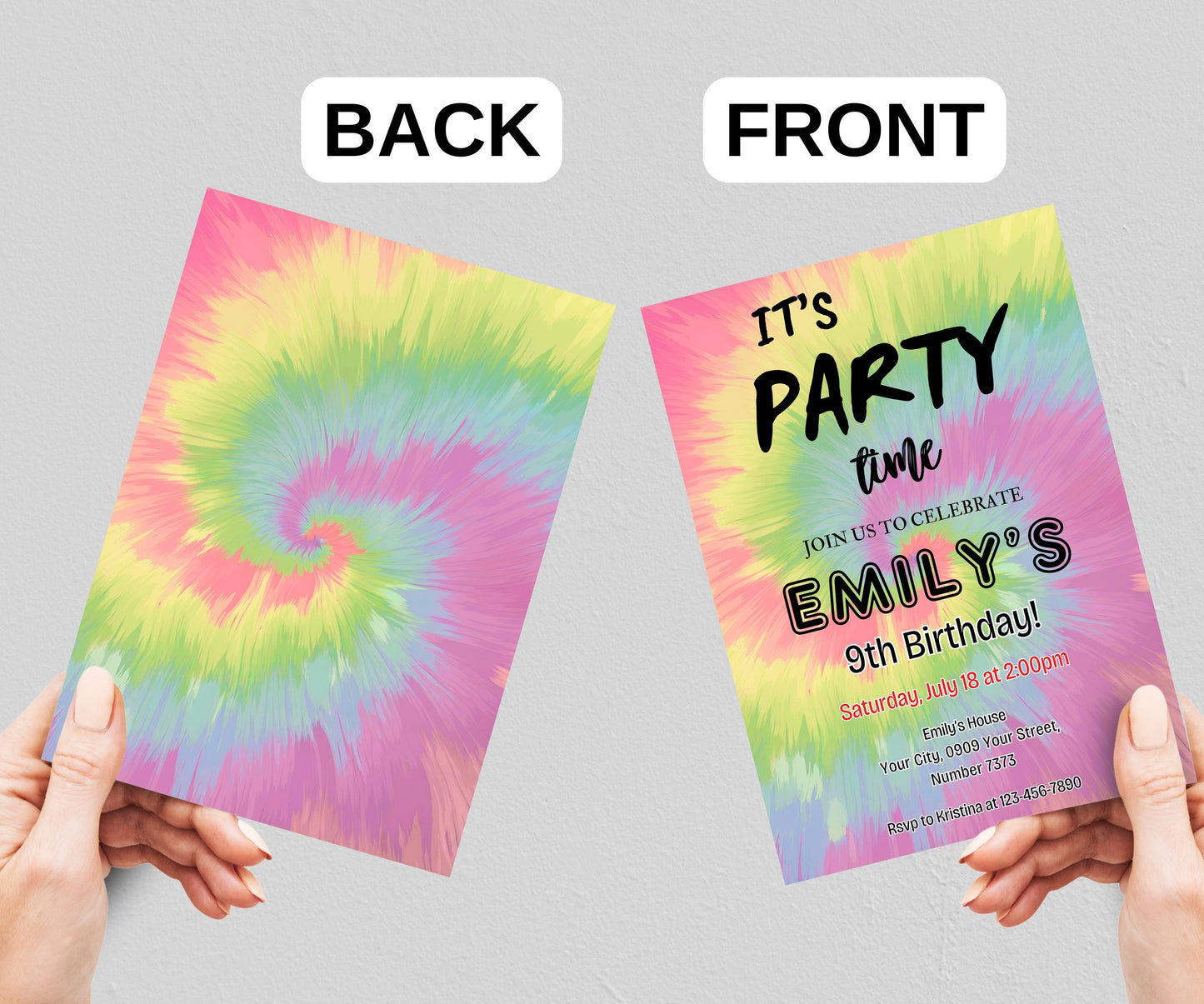 Tie Dye Birthday Invitation Tie Dye Invitation Tie-Dye Party Rainbow Girl Birthday Invite Pink EDITABLE Instant Digital Printable