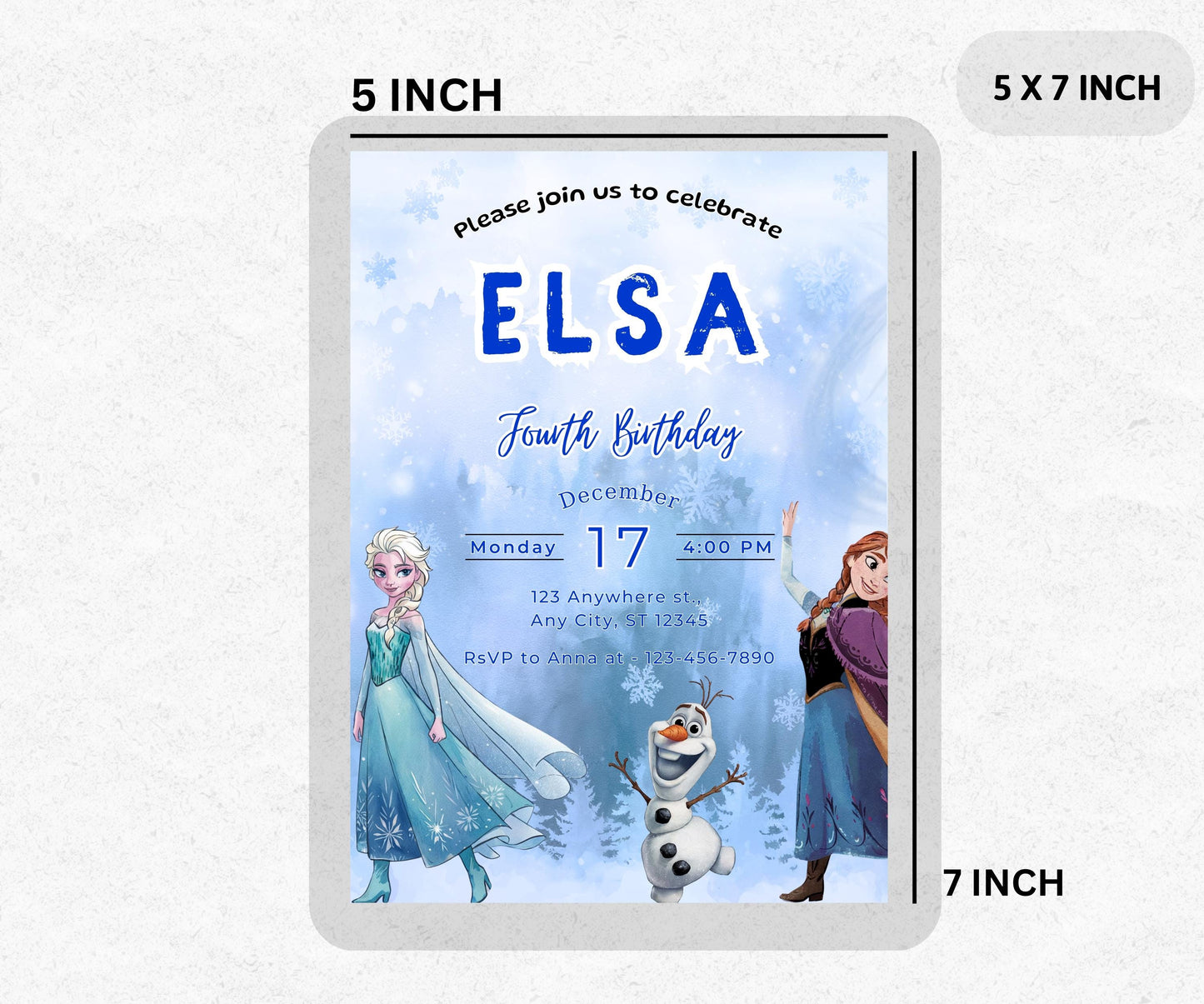 Frozen Birthday Invitation Frozen Invitation Princess Elsa Anna Party Invitation, EDITABLE Girl Frozen Birthday Invite Theme Digital Instant