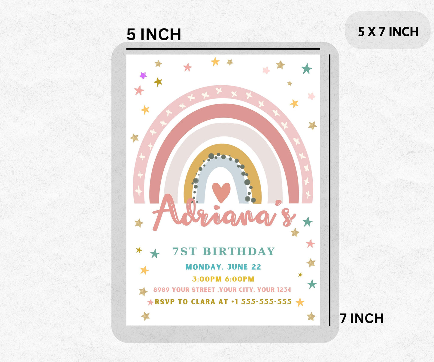 Editable Boho Rainbow Birthday Invitation Boho Rainbow Invite Pastel Birthday Girls Birthday Party Printable Instant Download