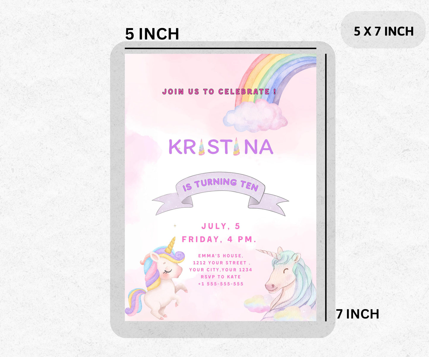 RAINBOW UNICORN Birthday Invitation Editable Magical Unicorn Party Invite Pastel Rainbow Unicorn Birthday Download Whimsical Unicorn