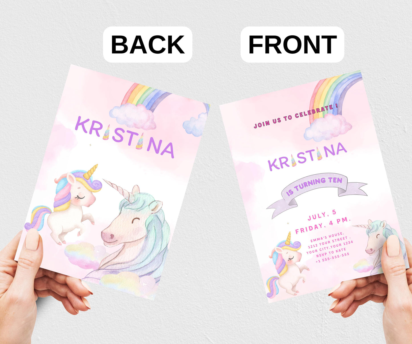 RAINBOW UNICORN Birthday Invitation Editable Magical Unicorn Party Invite Pastel Rainbow Unicorn Birthday Download Whimsical Unicorn