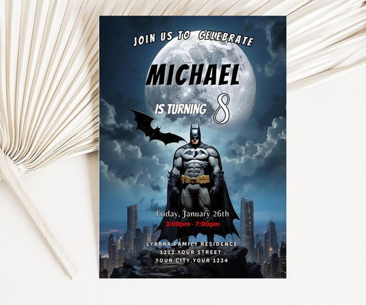 Superheroes Birthday Invitation, Bat Guy Birthday party, Hero printable invitation, phone invitation, invitation card, BAT SUPERHERO Invite