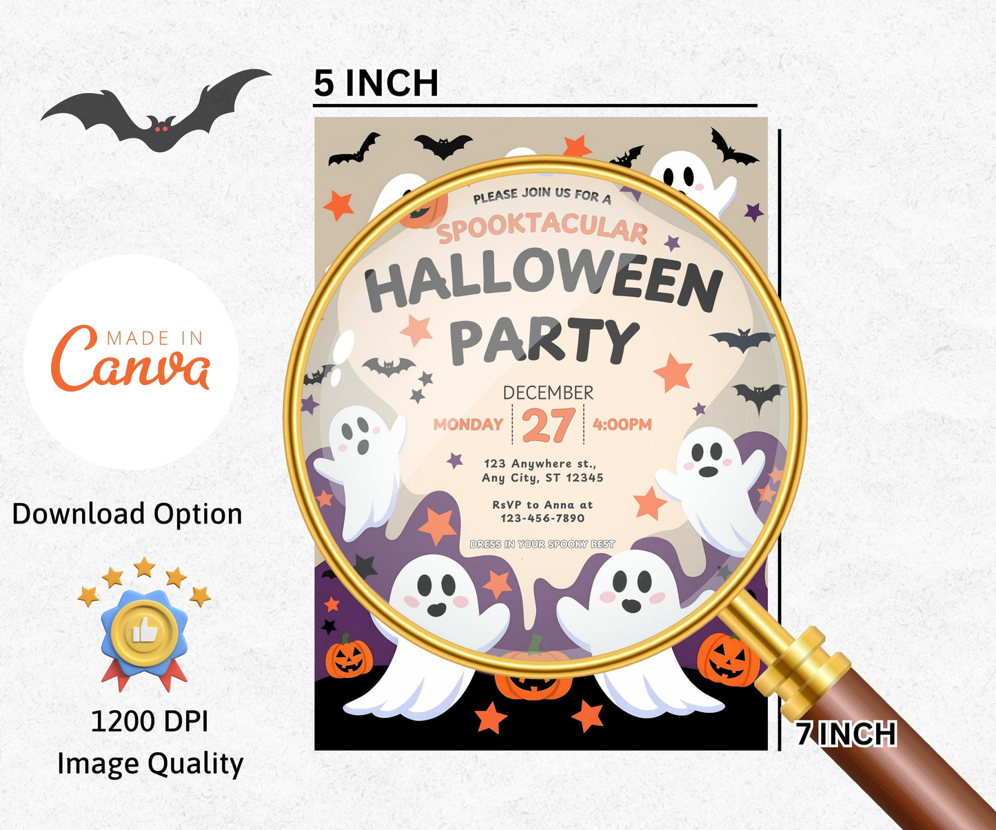 Editable Halloween Birthday Invitation, Halloween Ghost Invitation, Spooktacular Ghost Party Invitation, Halloween Birthday Ghost Party Card