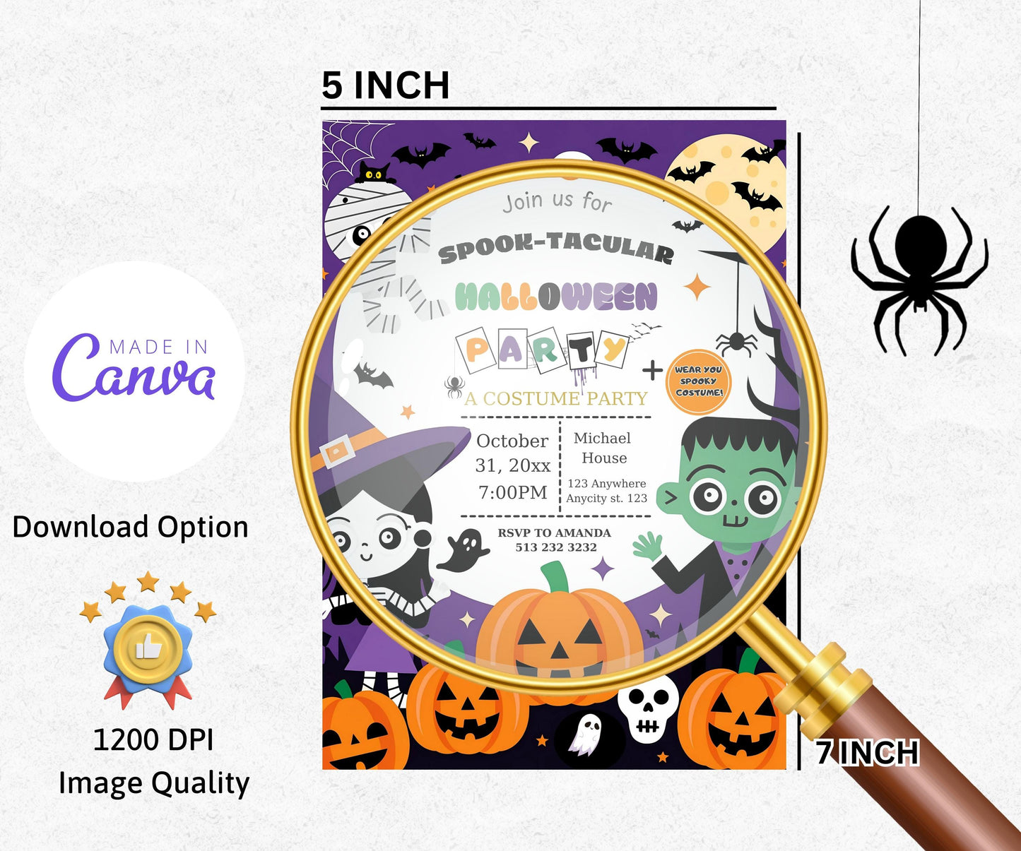 Editable halloween invitation party Editable party invitation template Halloween party invite spooky kids costume party canva template