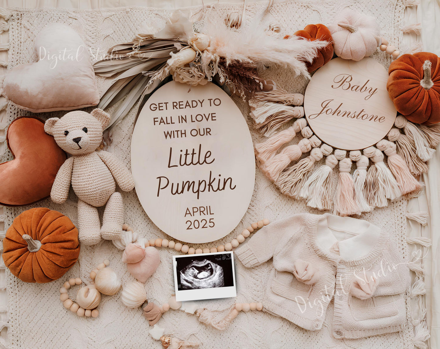 Fall Pregnancy Announcement Digital, Baby Announcement, Editable Template, Social Media Reveal, Instagram, Facebook