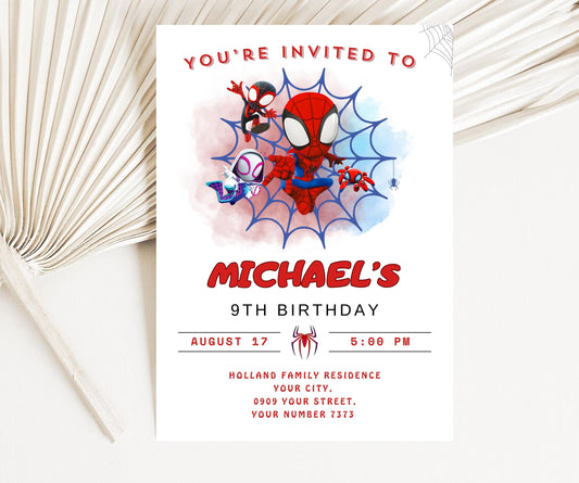 Editable Spidey And His Amazing Friends Birthday Invitation | Template Printable Party Invitations | Digital Kids Invite | Instant Download