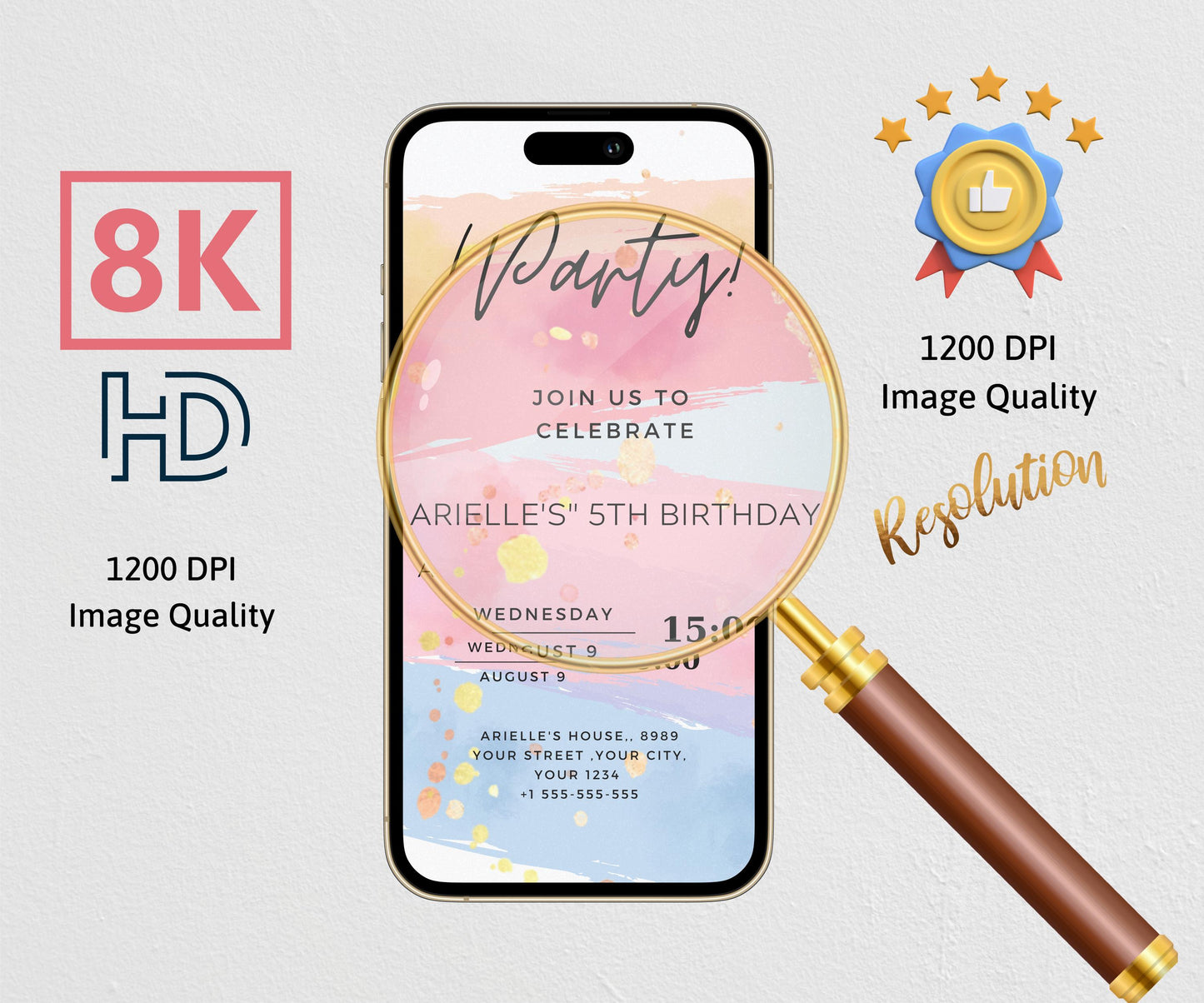 Digital Colorful Party Invitation | DIY Canva Template | Electronic Birthday Invite | All Purpose | Mobile Phone Text Party Email SMS Evite