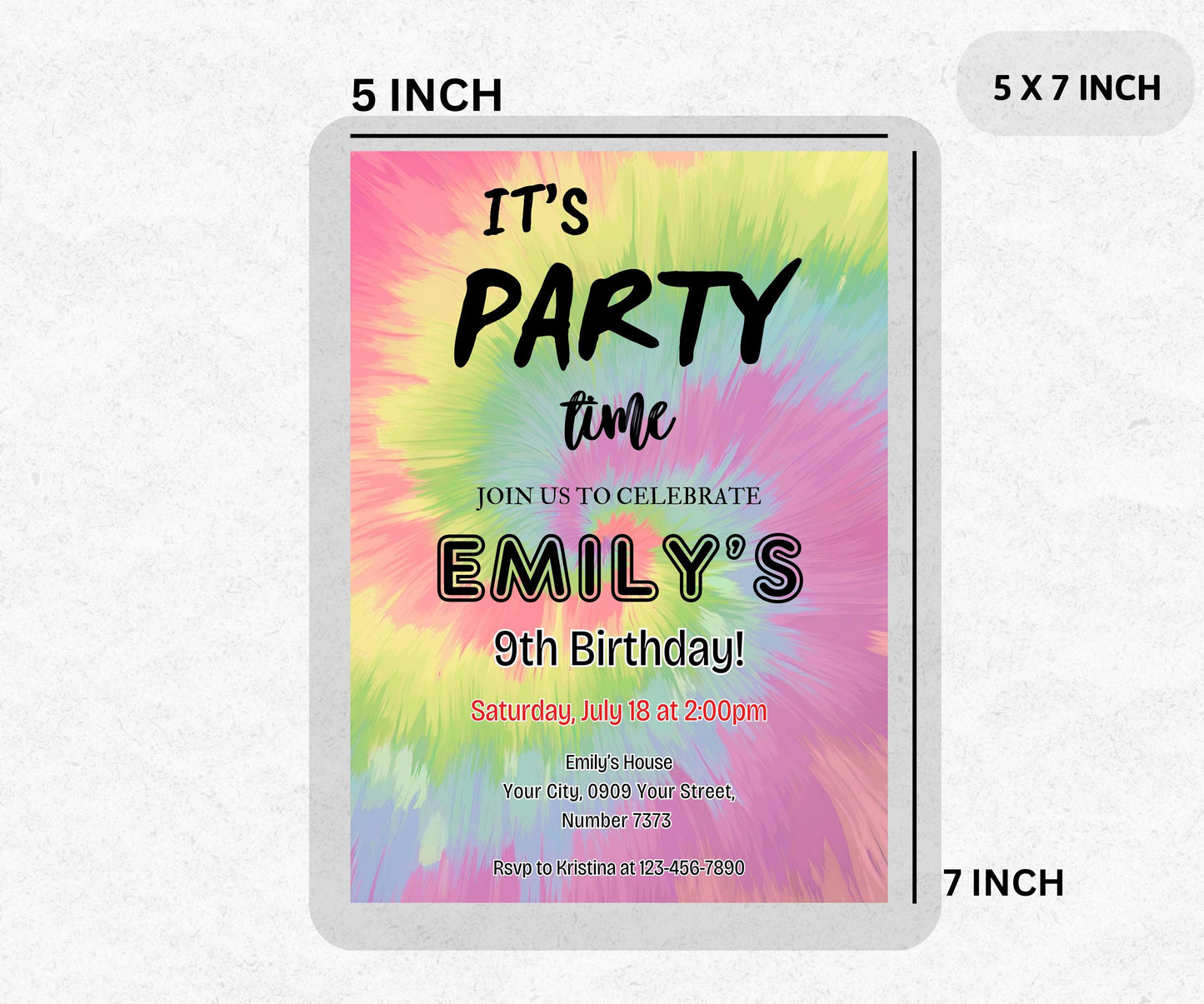 Tie Dye Birthday Invitation Tie Dye Invitation Tie-Dye Party Rainbow Girl Birthday Invite Pink EDITABLE Instant Digital Printable