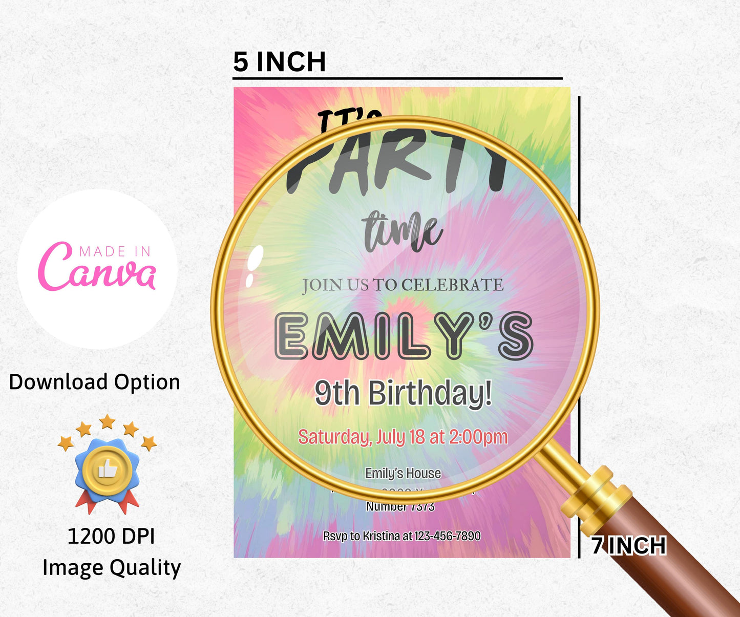 Tie Dye Birthday Invitation Tie Dye Invitation Tie-Dye Party Rainbow Girl Birthday Invite Pink EDITABLE Instant Digital Printable