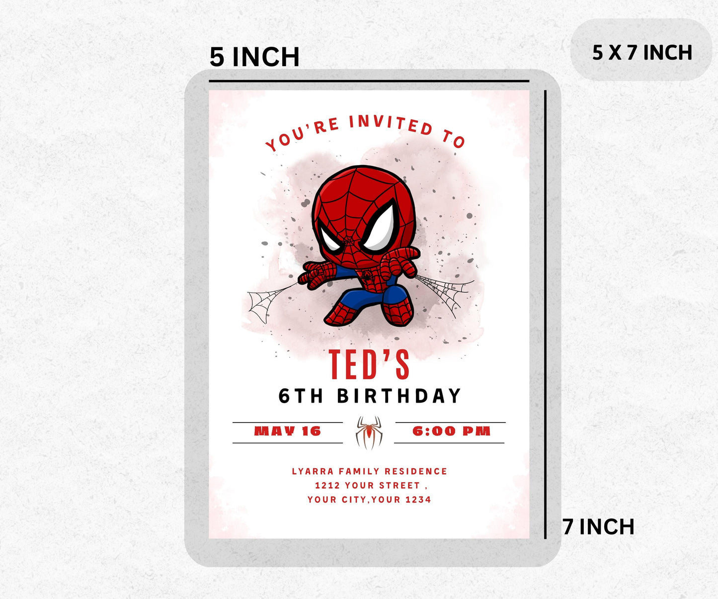 Spidey Birthday Invitation Spidey WaterColor Invitation Spider man Birthday Party Invite Kids Editable Spidey Template Instant Download