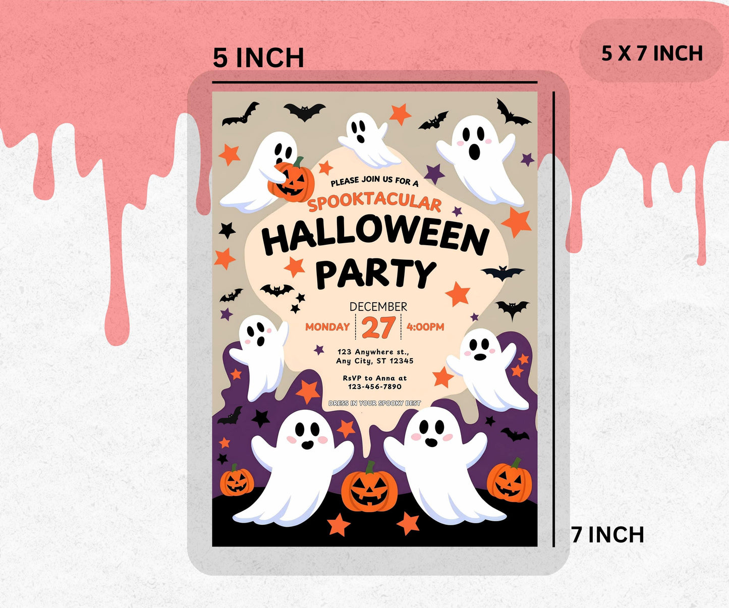 Editable Halloween Birthday Invitation, Halloween Ghost Invitation, Spooktacular Ghost Party Invitation, Halloween Birthday Ghost Party Card