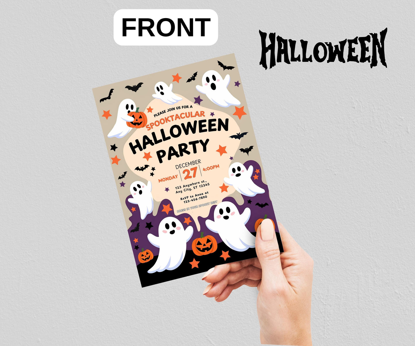 Editable Halloween Birthday Invitation, Halloween Ghost Invitation, Spooktacular Ghost Party Invitation, Halloween Birthday Ghost Party Card