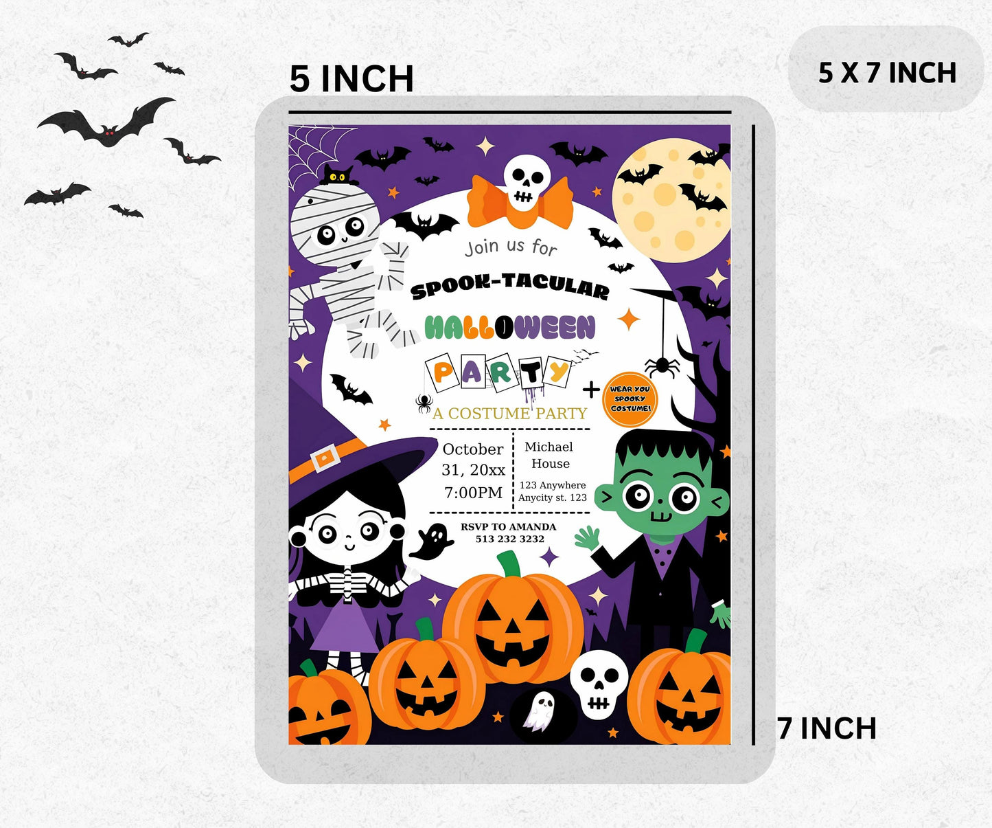 Editable halloween invitation party Editable party invitation template Halloween party invite spooky kids costume party canva template