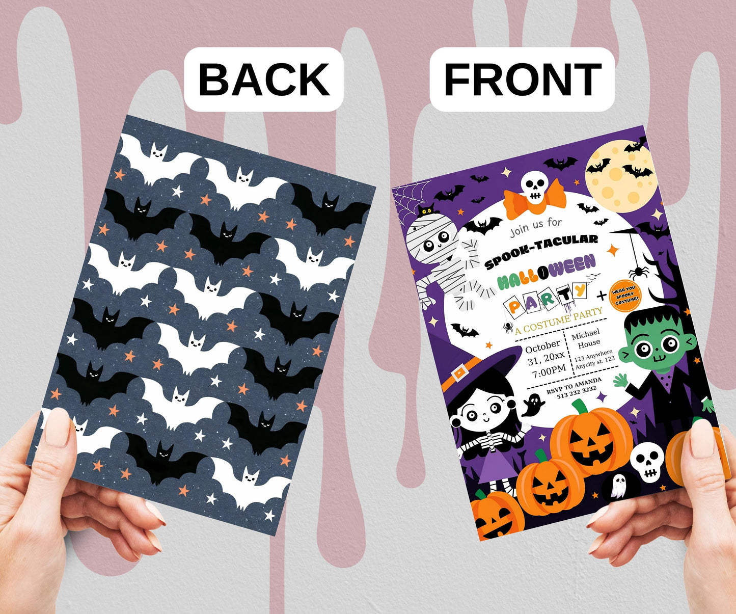 Editable halloween invitation party Editable party invitation template Halloween party invite spooky kids costume party canva template