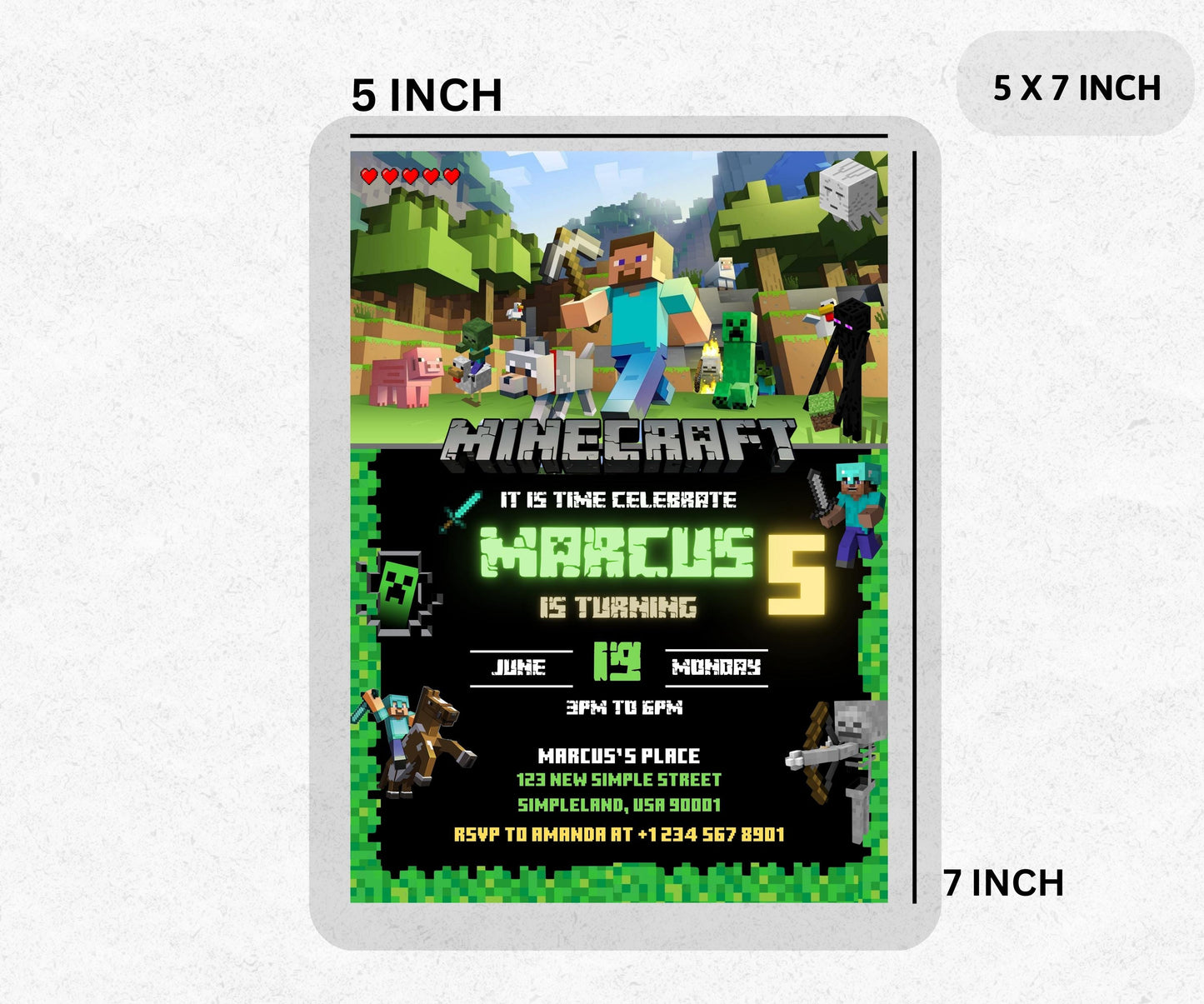 Editable Minecraft Birthday Invitation, Minecrafter birthday invitations, Minecraft Birthday Invitation, Gamer invitation, Editable Canva