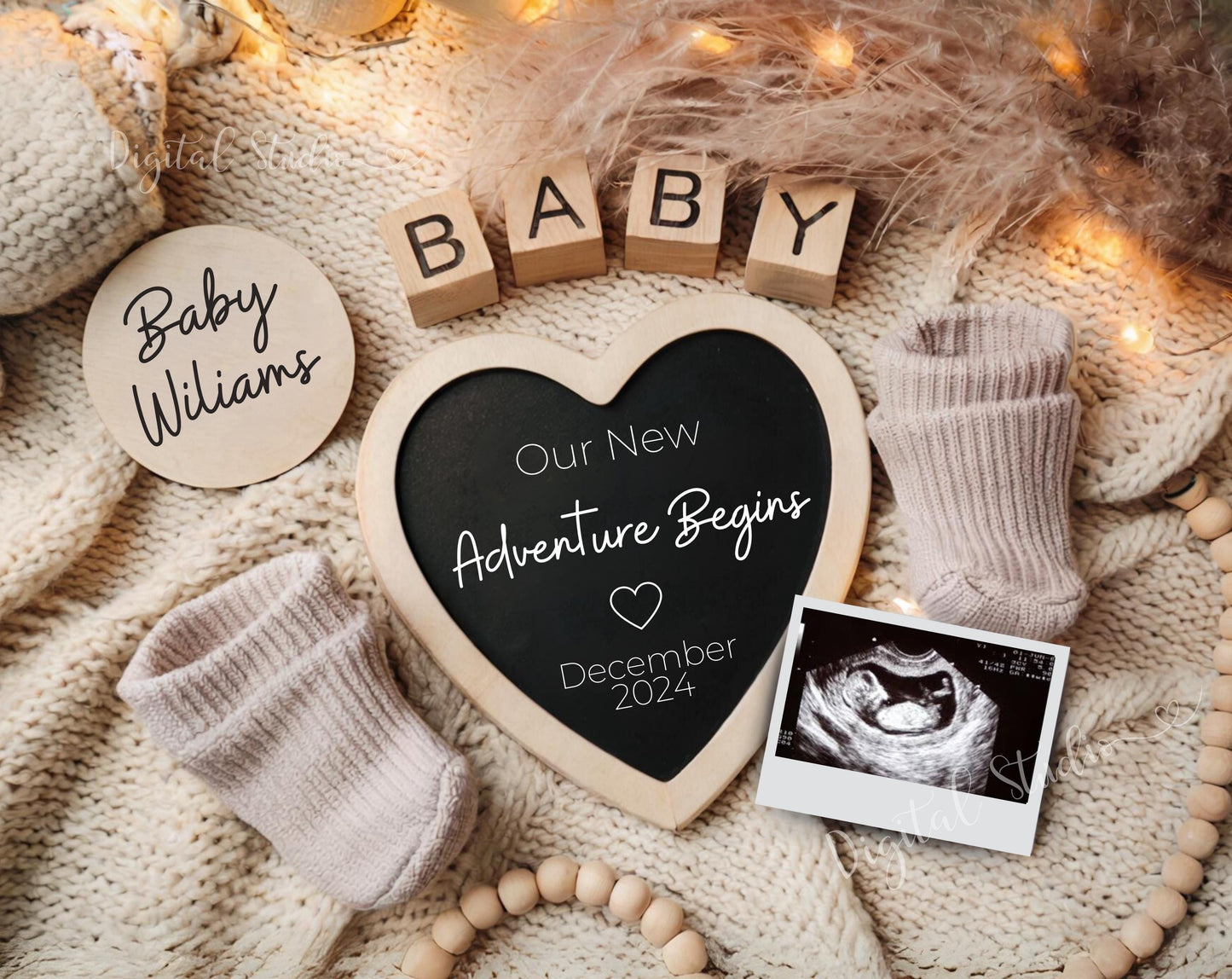 Neutral Pregnancy Announcement Digital, Pregnancy Announcement to Husband, Pregnancy Announcement Template, Boho Bear Baby Reveal, Editable