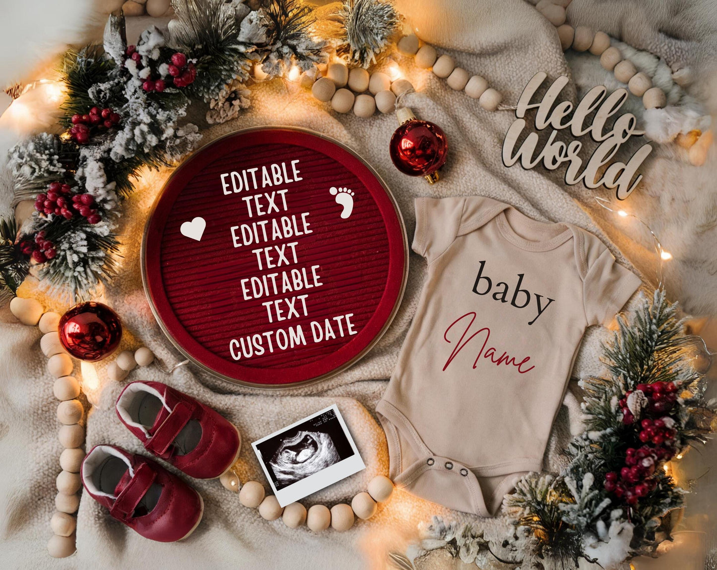 Christmas Pregnancy Announcement Digital Baby Announcement December Pregnancy Gender Neutral Social Media Reveal Template