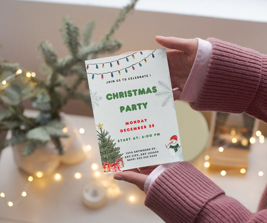 Editable Christmas Party Invitation, Jingle and Mingle Party Invitation, Christmas Birthday Invitation, Santa Claus Party Card Invitation