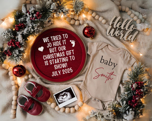 Christmas Pregnancy Announcement Digital Baby Announcement December Pregnancy Gender Neutral Social Media Reveal Template