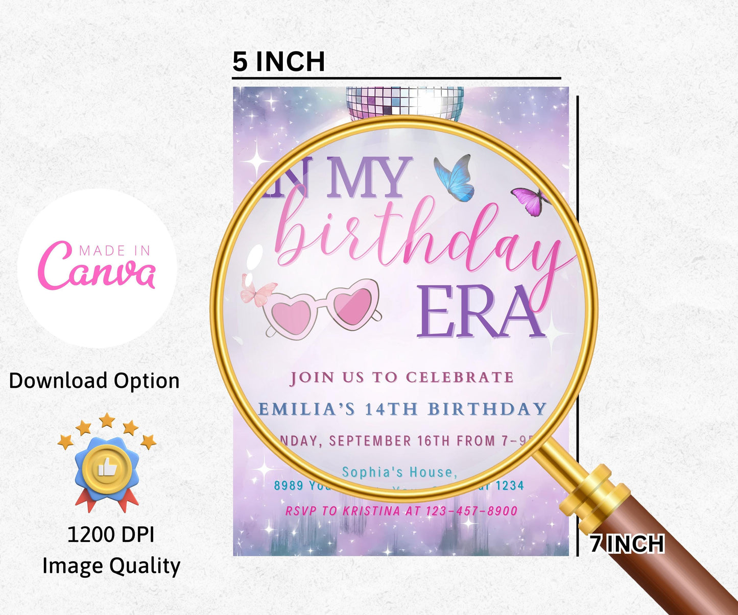 In My Birthday Era Invitation - Teen Birthday Girl Music Party Birthday Invite - Purple and Blue Eras Party - Editable Digital Printable