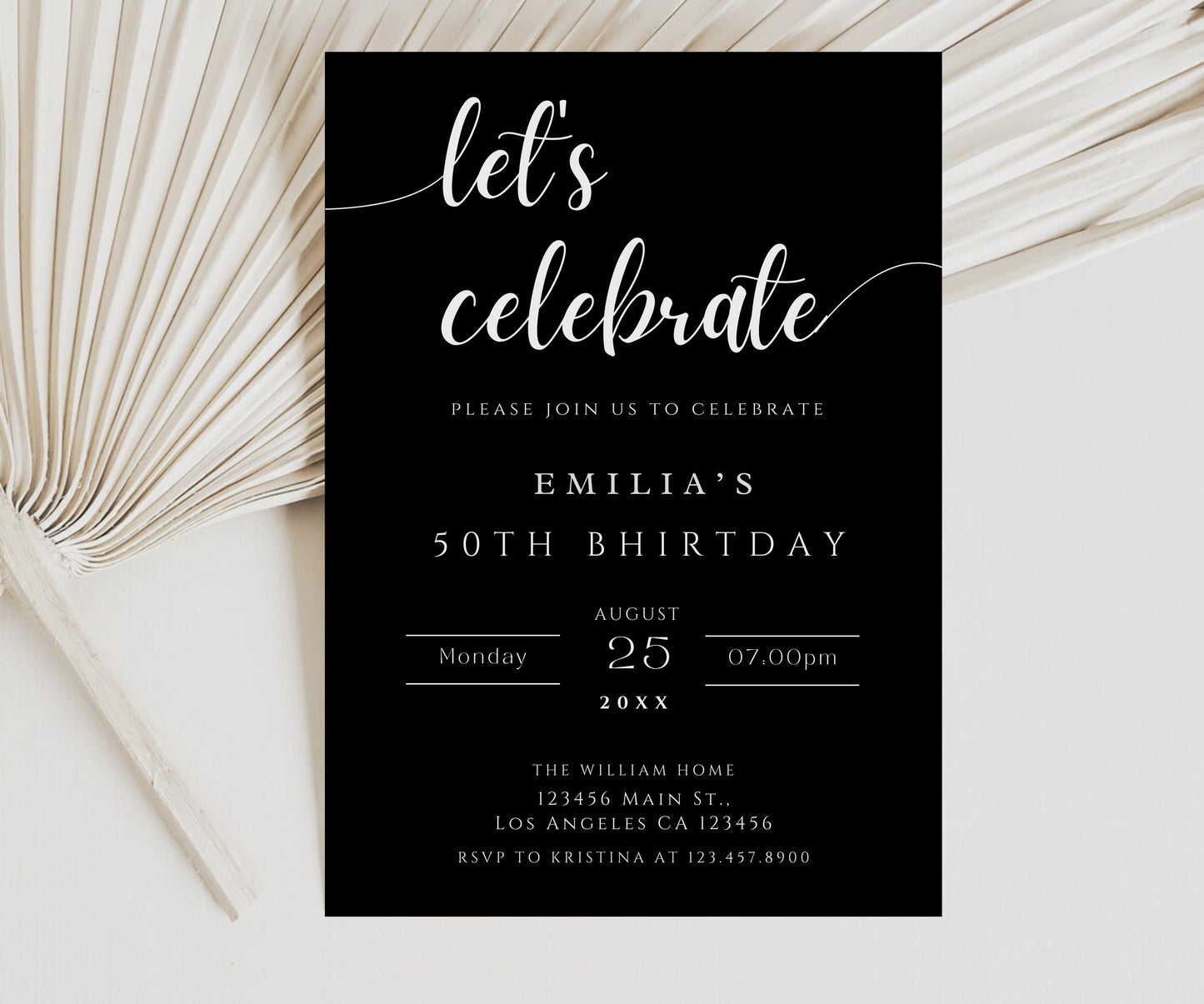 Let's Celebrate Adult Invitation Template, Editable Black Surprise Birthday Party Invite, Anniversary Adult Invites, 30th 40th 50th Invite