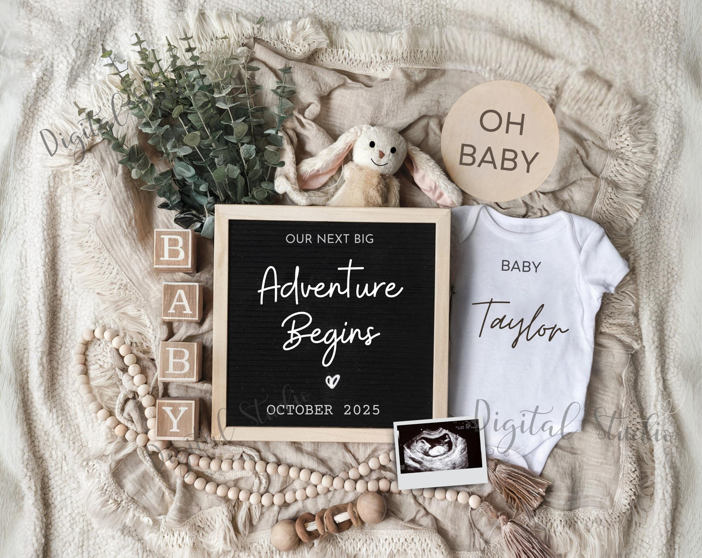 Editable Pregnancy Announcement for Social Media, Digital Letter Board Pregnancy Announcement, Gender Neutral Announcement, Instant Download