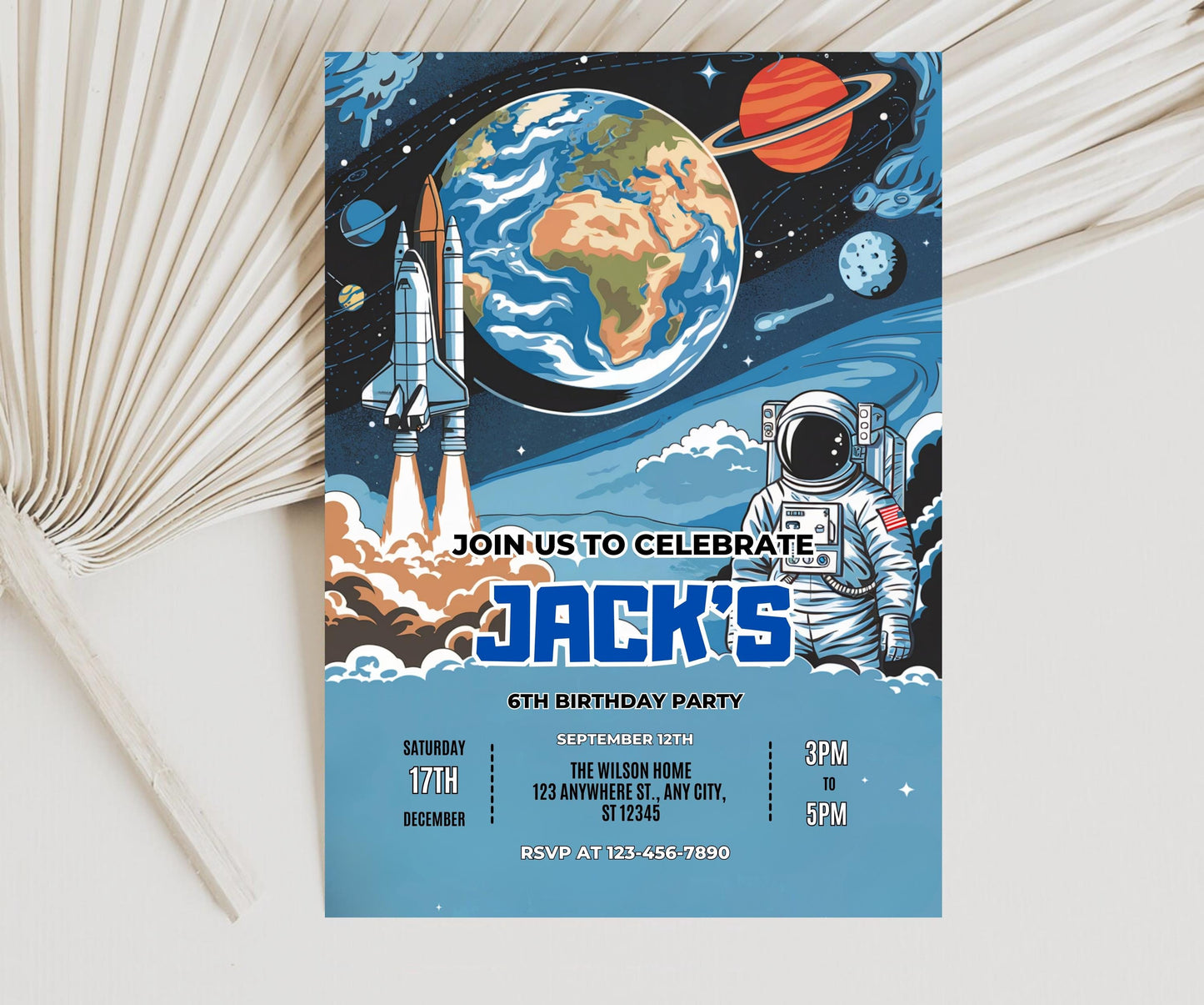 Editable Space Birthday Invitation, Planets Rocket Astronaut Birthday Invite, Kids Astronaut Space Party Invitation, Instant Download