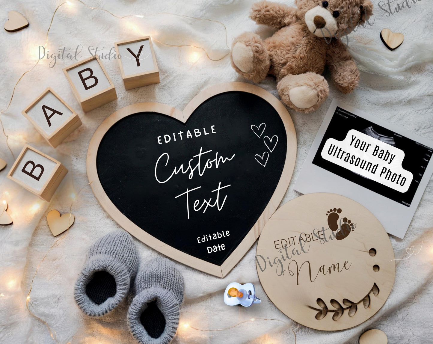 Editable Baby Pregnancy Announcement, Neutral Pregnancy Announcement to Husband, Pregnancy Announcement Template, Boho Bear Baby Reveal,