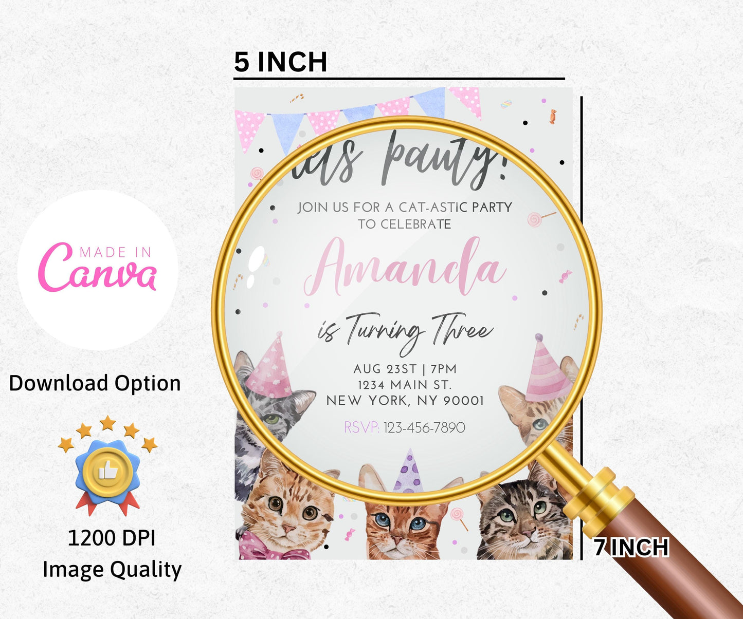 Cat Themed Birthday Invitation, Editable Cat Birthday Invite, Cat Birthday Invitation, Cat Invitation, Are you kitten me Invitation