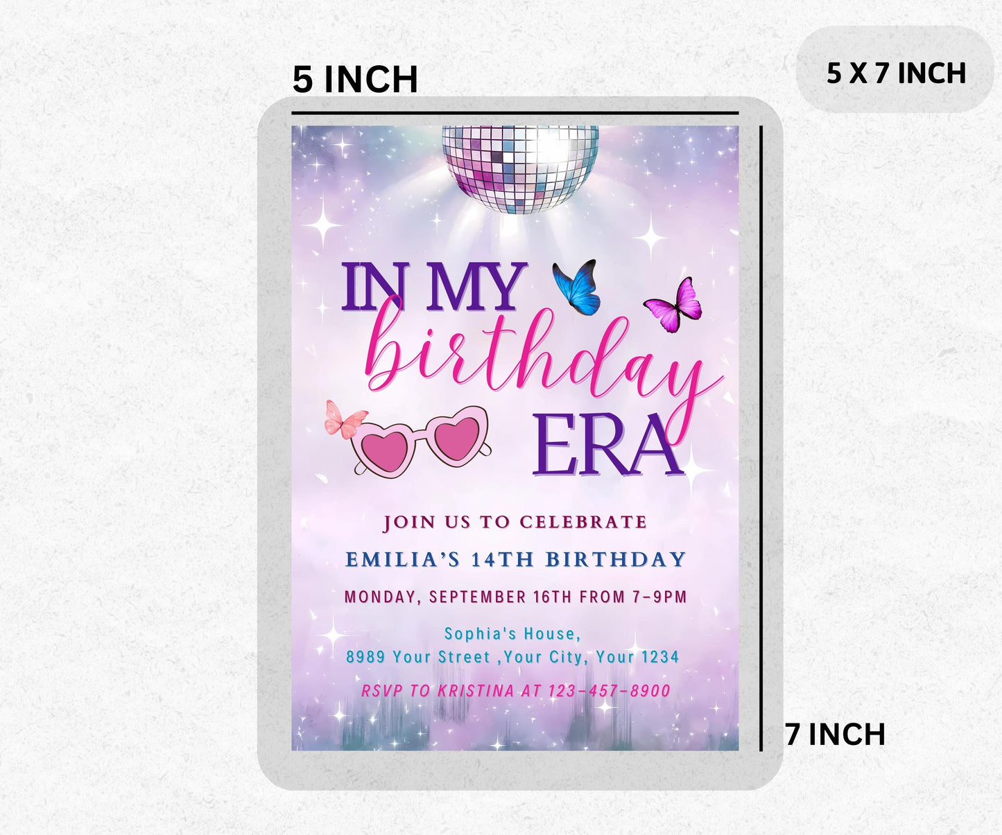 In My Birthday Era Invitation - Teen Birthday Girl Music Party Birthday Invite - Purple and Blue Eras Party - Editable Digital Printable