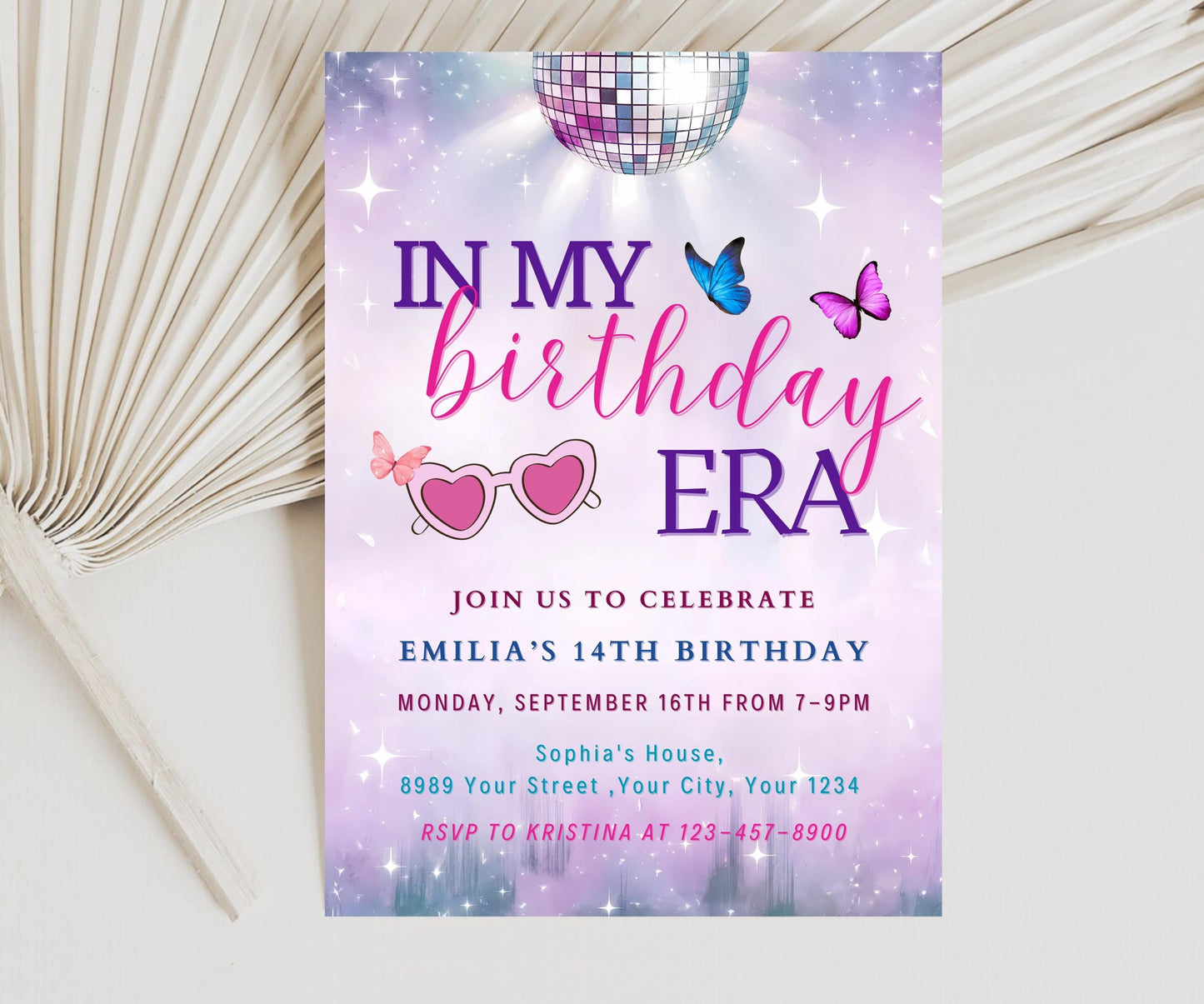 In My Birthday Era Invitation - Teen Birthday Girl Music Party Birthday Invite - Purple and Blue Eras Party - Editable Digital Printable