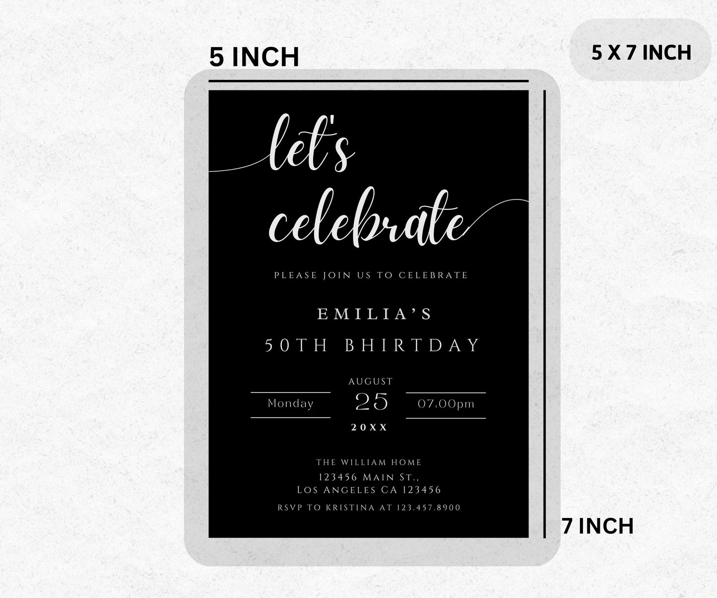 Let's Celebrate Adult Invitation Template, Editable Black Surprise Birthday Party Invite, Anniversary Adult Invites, 30th 40th 50th Invite