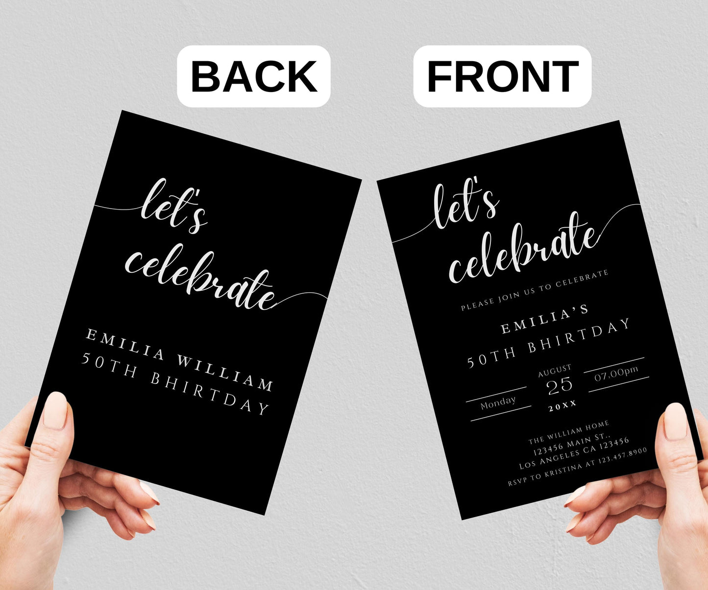 Let's Celebrate Adult Invitation Template, Editable Black Surprise Birthday Party Invite, Anniversary Adult Invites, 30th 40th 50th Invite