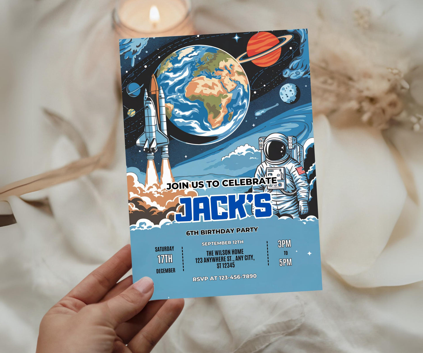 Editable Space Birthday Invitation, Planets Rocket Astronaut Birthday Invite, Kids Astronaut Space Party Invitation, Instant Download