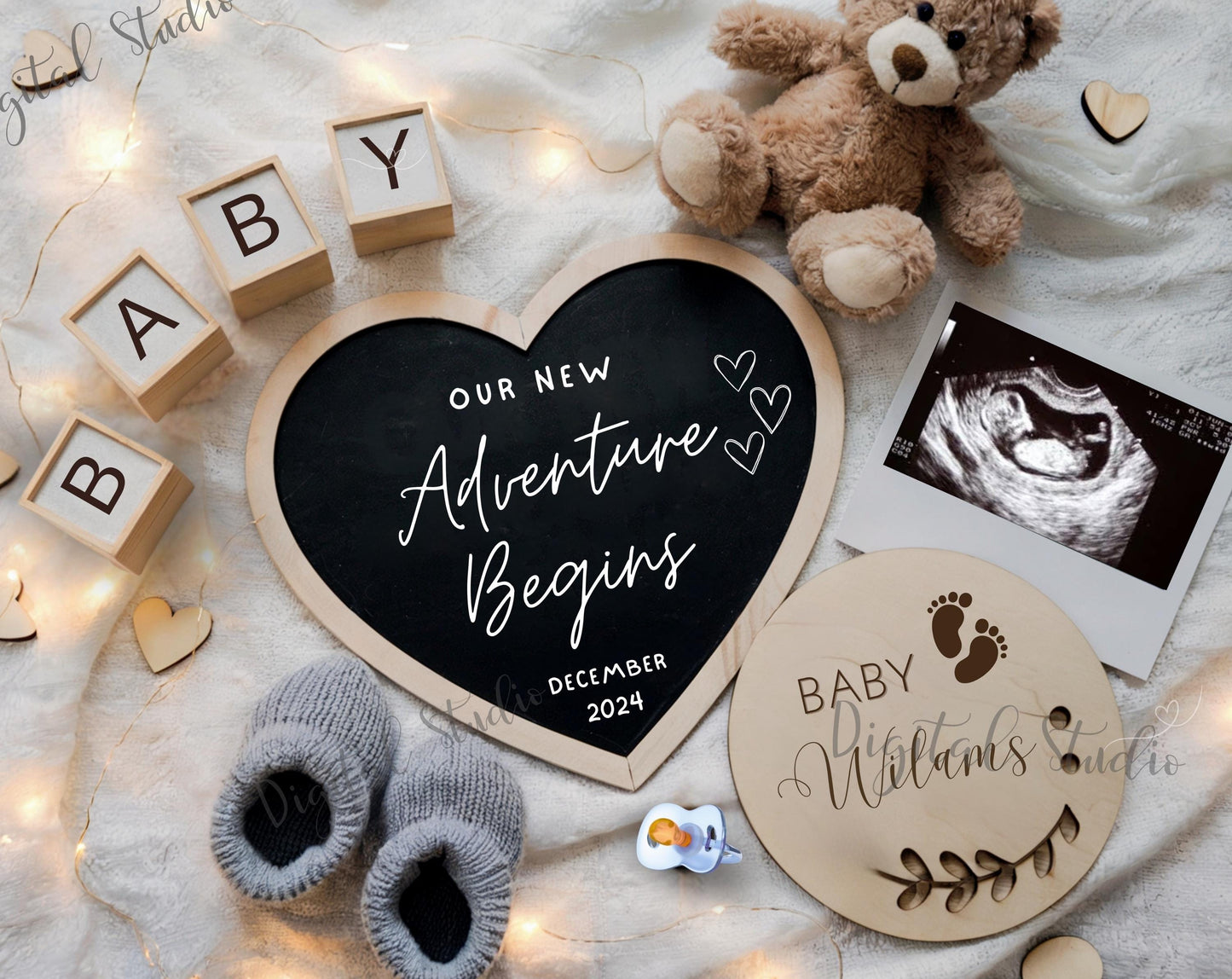 Editable Baby Pregnancy Announcement, Neutral Pregnancy Announcement to Husband, Pregnancy Announcement Template, Boho Bear Baby Reveal,