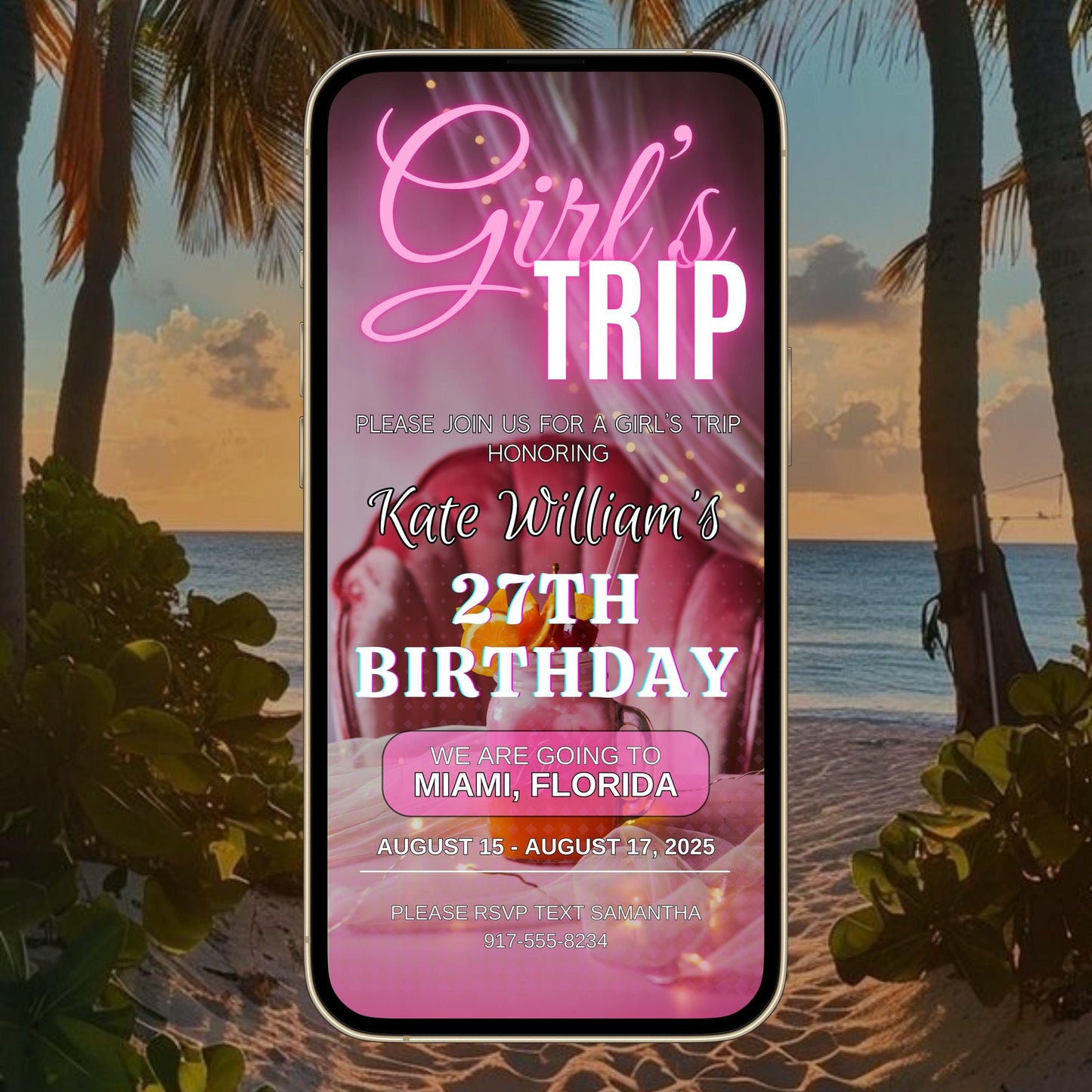 Girls Trip Itinerary, Itinerary Template, Editable Travel Iitineray, Birthday Weekend Invitation, Weekend Itinerary, Digital Schedule