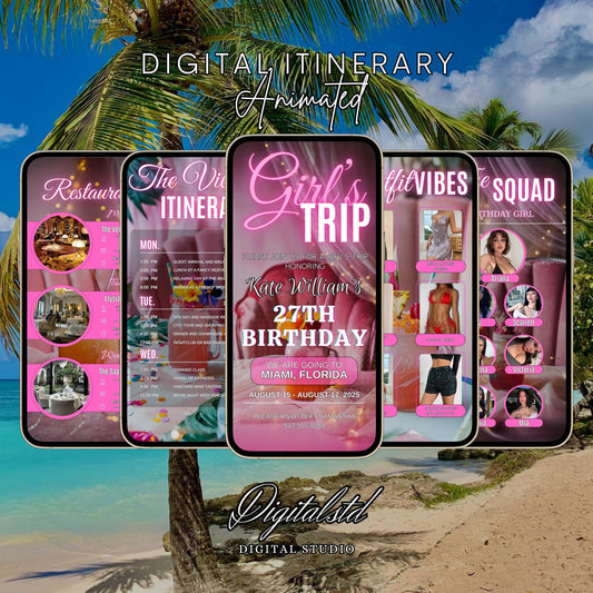 Girls Trip Itinerary, Itinerary Template, Editable Travel Iitineray, Birthday Weekend Invitation, Weekend Itinerary, Digital Schedule