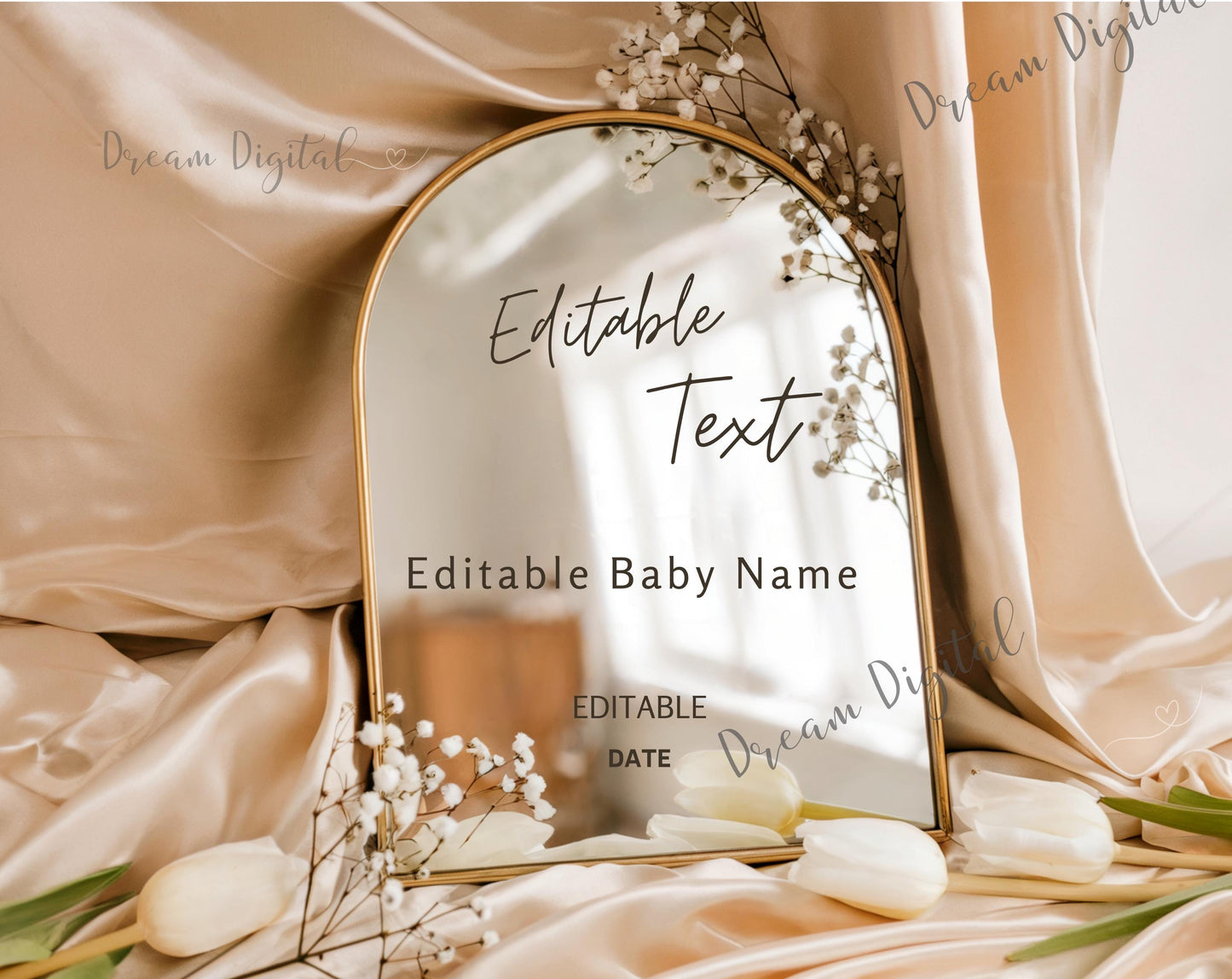 Minimalist Pregnancy Announcement Digital Mirror Template | Neutral Baby Announcement | Social Media Pregnancy Reveal | Baby On The Way