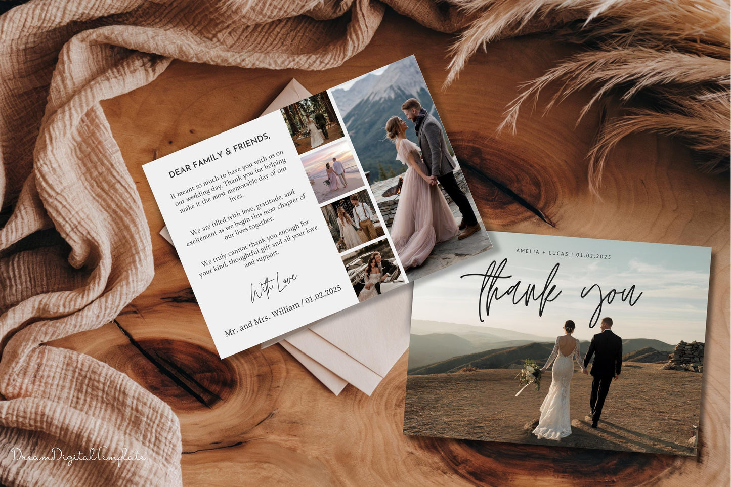 Thank You Cards, Wedding Thank You Card with Photo, EDITABLE Thank You Photo Notes Card, Personalised Thank You Cards, Simple Thank You