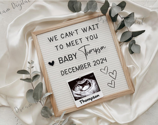 Simple Minimalist Pregnancy Announcement Digital, Gender Neutral Boho Baby Announcement, Modern Editable Social Media Baby Reveal Template